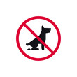 No fouling dog prohibited sign, forbidden modern round sticker, vector illustration.