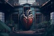 Warehouse of lost hearts, concept of Isolation and Desolation, created with Generative AI technology