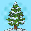 © Oleksandr Pokusai - spruce pine tree in snow pinup pop art retro vector illustration. Comic book style imitation.