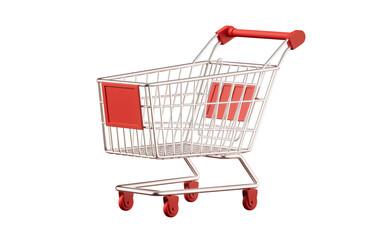 Wall Mural - Shopping cart with red color, 3d rendering.