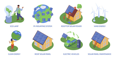 Wall Mural - Green Energy Compositions Set