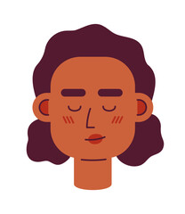 Poster - Relieved lady with closed eyes semi flat vector character head. Relax. Editable cartoon style face emotion. Simple colorful avatar icon. Spot illustration for web graphic design and animation
