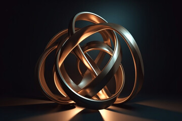 Poster - Abstract surreal metal geometry twisted. Generative AI