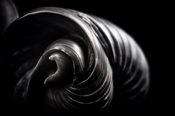 Poster - Abstract conceptual illustration of a shell in black and white high contrast. Generative AI