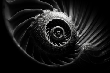 Poster - Abstract conceptual illustration of a shell in black and white high contrast. Generative AI