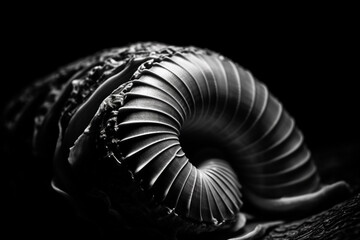 Poster - Abstract conceptual illustration of a shell in black and white high contrast. Generative AI