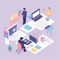 Wall Mural - Design thinking flat illustration, prototyping, refining ideas, generative ai