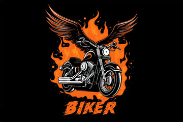 Wall Mural - Bike on fire vector vintage illustration for t-shirt.