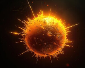 Wall Mural - The sun seen close up with explosions on its surface on a black background. Generative AI