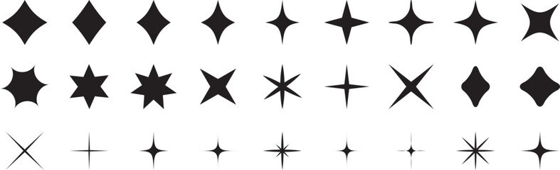 Wall Mural - Sparkle icon vector set. Star icons.black.