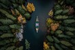 © Andrea Izzotti - aerial view of canoe algonquin lake park illustration generative ai