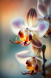Nahaufnahme von weißen und gelben Orchideenblüten - mit KI erstellt 