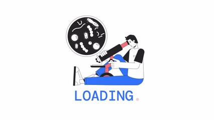 Poster - Bacterias research loader animation. Lab experiment. Flash message 4K video footage. Isolated outline colour loading progress indicator with alpha channel transparency for UI, UX web design