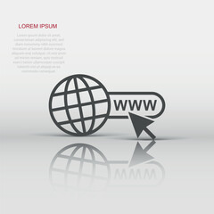 Wall Mural - vector go to web icon in flat style. globe world sign illustration pictogram. www url business conce
