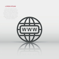 Wall Mural - vector go to web icon in flat style. globe world sign illustration pictogram. www url business conce