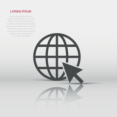 Wall Mural - vector go to web icon in flat style. globe world sign illustration pictogram. www url business conce