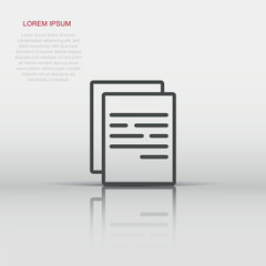 Poster - Vector document icon in flat style. Paper page sign illustration pictogram. Note business concept.
