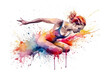 watercolor design of a female olympic gymnast - Generative AI
