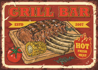 Sticker - Grill bar vintage poster colorful