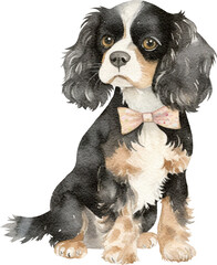 Aufkleber - Cavalier dog illustration created with Generative AI technology