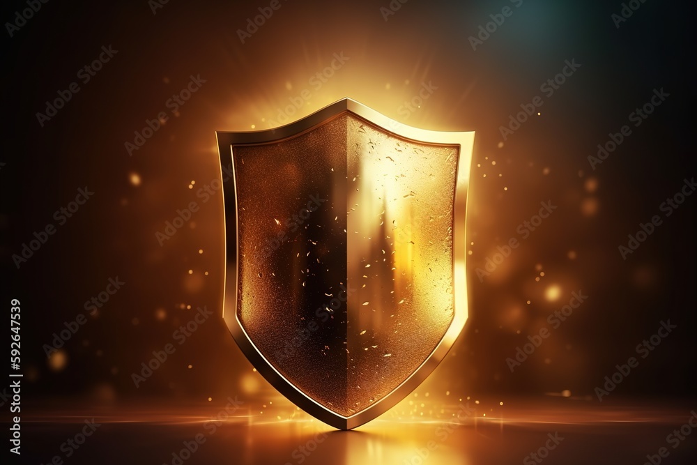 Golden shield background image by generative ai Stock Illustration ...
