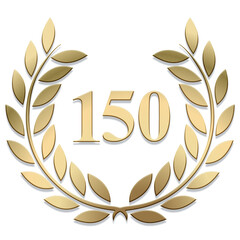 Wall Mural - 3D Gold PNG laurel wreath number 150