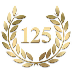 Wall Mural - 3D Gold PNG laurel wreath number 125
