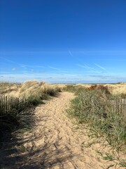 Poster - Seaside view with golden sand beaches and landmarks. Taken in Lytham Lancashire England. 