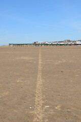 Canvas Print - Seaside view with golden sand beaches and landmarks. Taken in Lytham Lancashire England. 