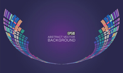 Poster - Colored squares form half ring neon technology sense spatial background