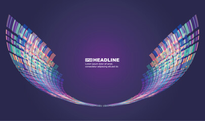 Poster - Color square dynamic graphics neon technology sense spatial background