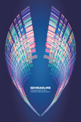 Poster - Color square dynamic graphics neon technology sense spatial background