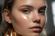 Generative ai portrait young woman model glossy shining healthy skin