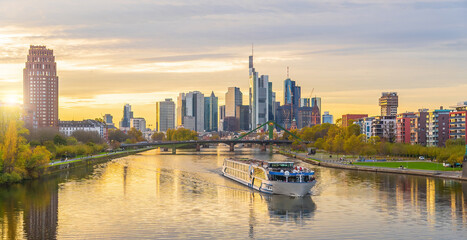 Wall Mural - Downtown Frankfurt city skyline, cityscape of  Germany