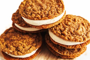 Canvas Print - Closeup shot of thedelicious homemade Oatmeal Cream pies