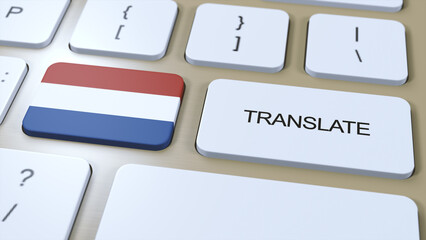 Wall Mural - Translate Dutch Language Concept. Translation of word. Button with Text on Keyboard. 3D Illustration