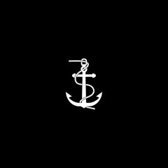 Canvas Print - Anchor and rope icon isolated on dark background