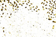frame from falling gold confetti and particles isolated on transparent background, overlay decoration with motion blur for festive celebration and event backgrounds