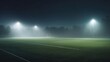 © Pedro - A soccer field being lit by huge bright spotlights, stadium.