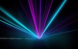 Fototapeta Perspektywa 3d - Abstract Futuristic Technology concept. Neon Hexagon Tunnel modern background. Fluorescent ultraviolet glowing light lines.