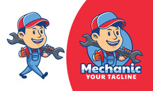 Mechanic Mascot Cartoon Logo Design