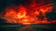 © JanPaulAnthony - Abstract dark red background. Dramatic red sky. Red sunset with clouds. Fantastic sunset background with copy space for design. Halloween, armageddon, apocalypse, end of the world concept
