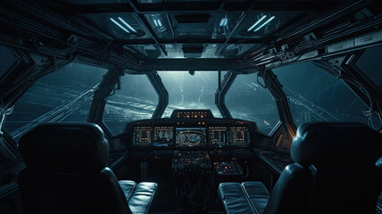 inside a spaceship created with generative ai technology