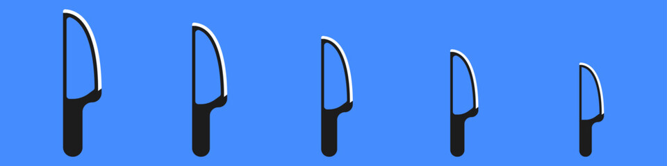 Poster - Knives vector modern set. Set of hollow knives vector. Kitchen utensils icon. Cutting products vector. Knife blade vector.