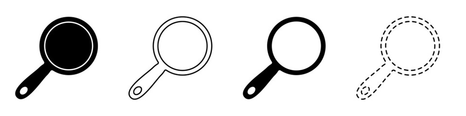 Poster - Vector set of frying pans. Kitchen utensils icons set. Pan vector. Frying icon. Frying pan for cooking.