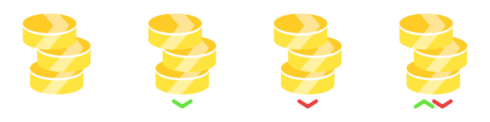 Poster - Coins stack vector set. Money growth and earnings fall vector. Finance vector icon. Trading on stock exchanges vector.