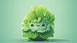 © tanyastock - Lettuce salad character with a smile. Green leaves of rocket lettuce illustration. Organic cabbage. Generative AI