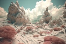 A Surreal Illustration Of A Distorted Or Twisted Natural Landscape, Generative AI