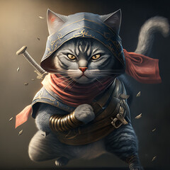 Cute Cat Ninja illustration generative ai