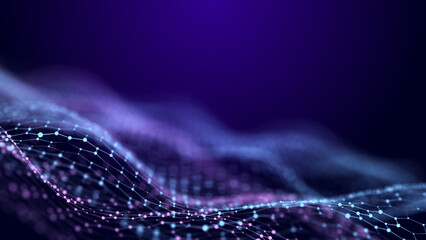 Poster - Abstract wave of information data flow. Technology background.3D rendering.